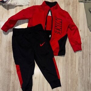 12 month Nike Kids Red and Black Jogger Set